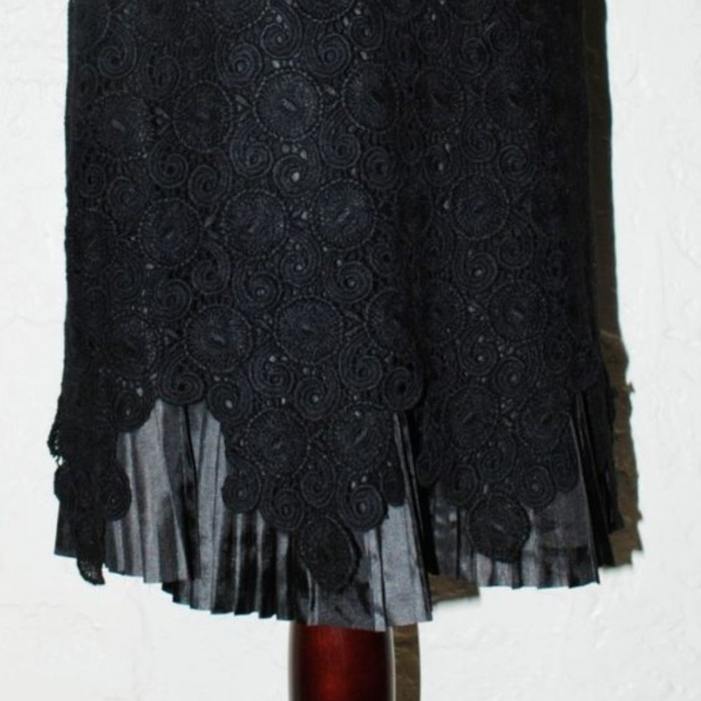 Anthropologie Leifsdottir Black Crochet Lace Pencil Hem Skirt sz 4